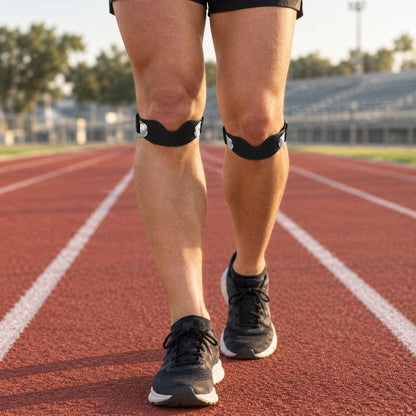 Knee straps on a running track